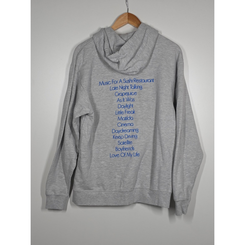 Harry Styles Harrys House Tracklist Hoodie Gray Blue Text SS4500P Mens Size M